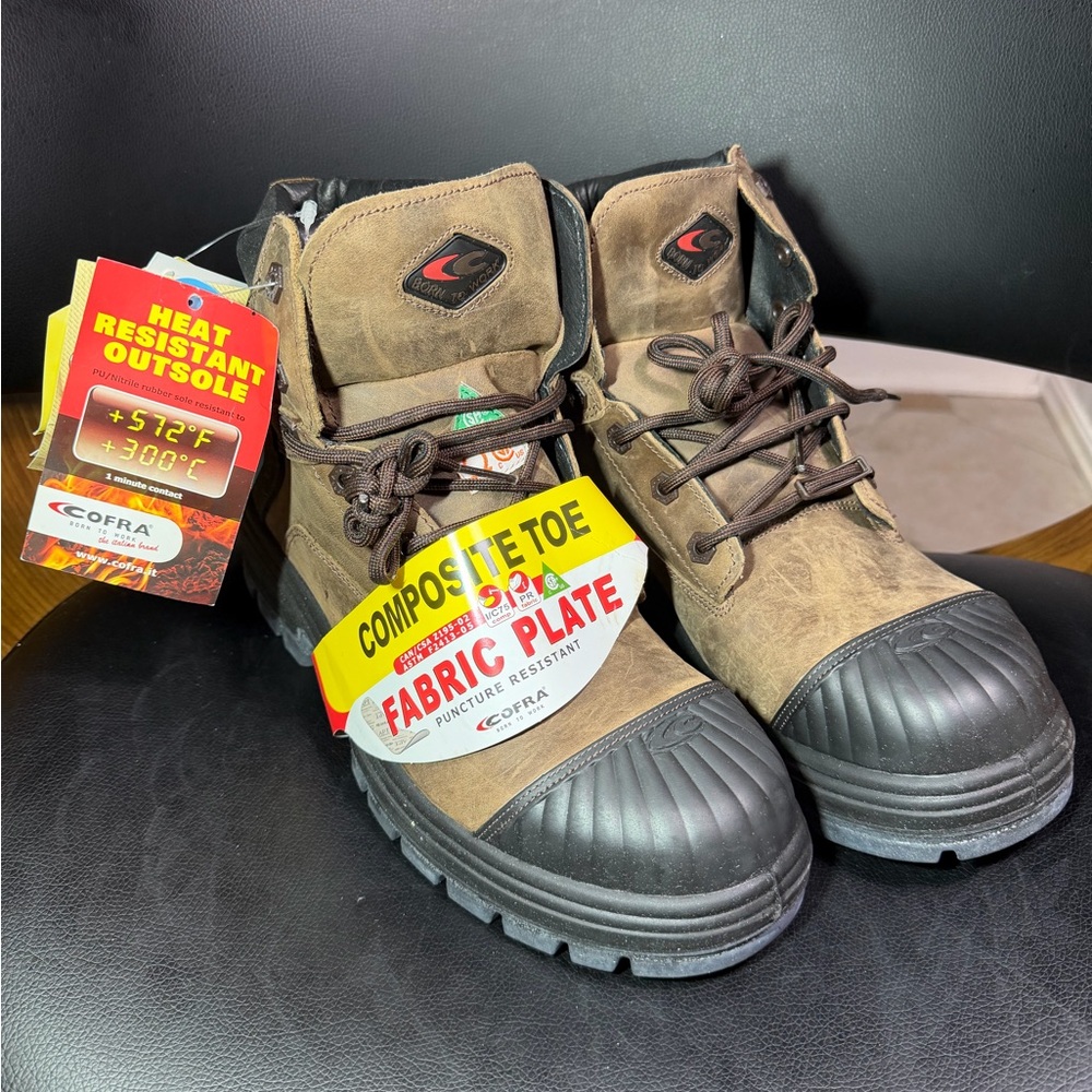 Cofra Leather Black and Brown Work Woman’s Boots Sz 7.5 W New